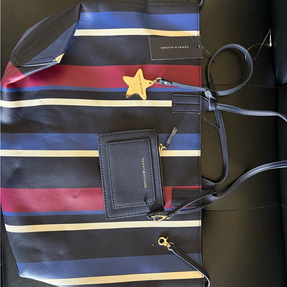 Tommy Hilfiger Striped Tote Bag with wallet